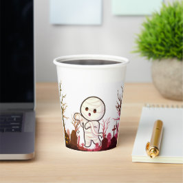 Niedliche Halloween Mummy in Spooky Graveyard - Fu Pappbecher