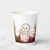 Niedliche Halloween Mummy in Spooky Graveyard - Fu Pappbecher (Rückseite)