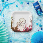 Niedliche Halloween Mummy in Spooky Graveyard - Fu Pappteller (Party)