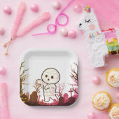 Niedliche Halloween Mummy in Spooky Graveyard - Fu Pappteller (Party)