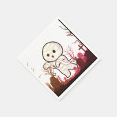 Niedliche Halloween Mummy in Spooky Graveyard - Fu Serviette (Ecke)