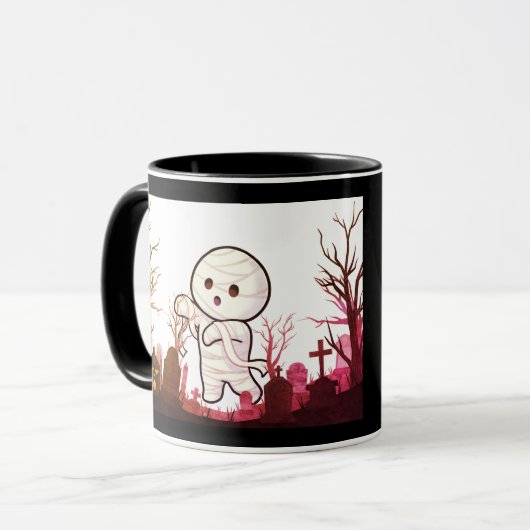 Niedliche Halloween Mummy in Spooky Graveyard - Fu Tasse (Vorderseite Links)