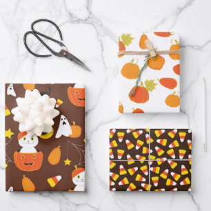 Niedliche Halloween-Muster Geschenkpapier Set