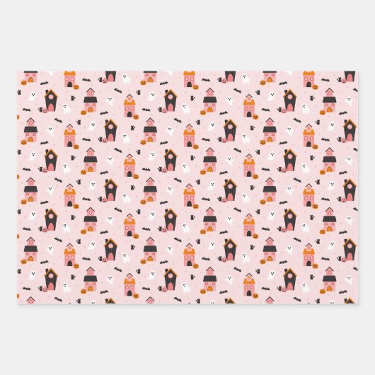 Niedliche Halloween-Muster Geschenkpapier Set (Vorderseite)