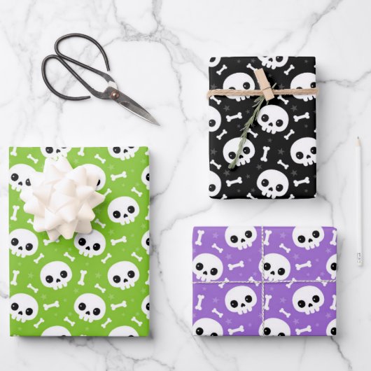Niedliche Halloween-Muster Geschenkpapier Set (Vorderseite)