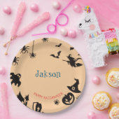 Niedliche Halloween Name Paper-Teller - Personalis Pappteller (Party)