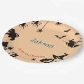 Niedliche Halloween Name Paper-Teller - Personalis Pappteller (Schrägansicht)