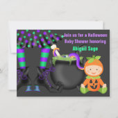 Niedliche Halloween-Neutral-Pumpkin-Kinderdusche Einladung (Vorderseite)