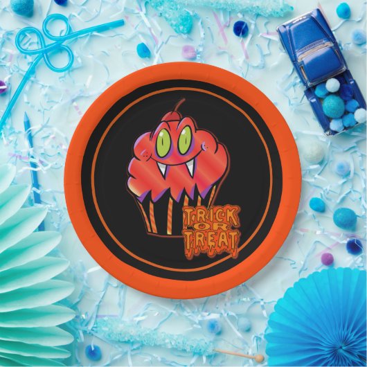 Niedliche Halloween Orange Vampire Cupcake Paper T Pappteller (Party)