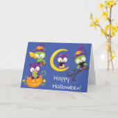 Niedliche Halloween Owls Kids Karte (Gelbe Blume)