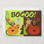 Niedliche Halloween Owls Pumpkins Ghosts Einladung (Vorderseite)