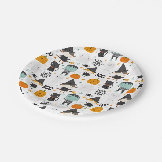 Niedliche Halloween Paper-Teller Pappteller (Schrägansicht)