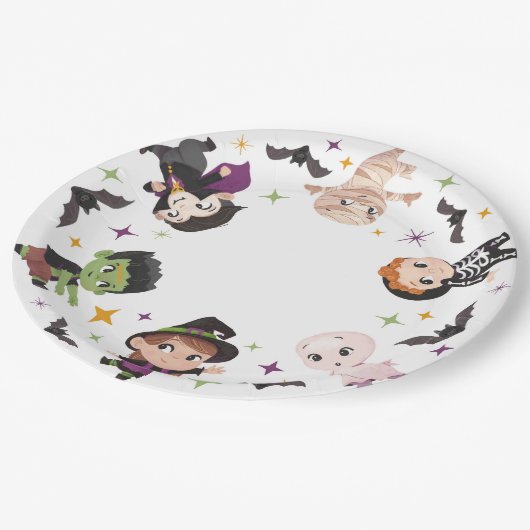 Niedliche Halloween-Papiertafel, Party Pappteller (Schrägansicht)
