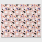 Niedliche Halloween-Party-Geister und Fledermäuse Geschenkpapier (Flach)