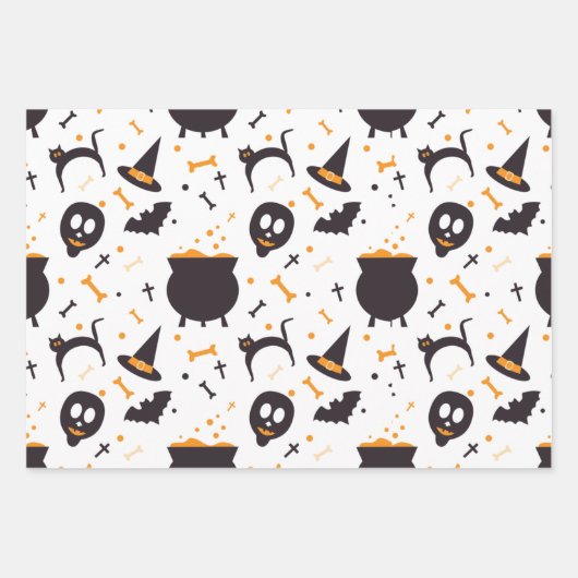 Niedliche Halloween-Pattern Kürbiskröten Geschenkpapier Set (Vorderseite 3)