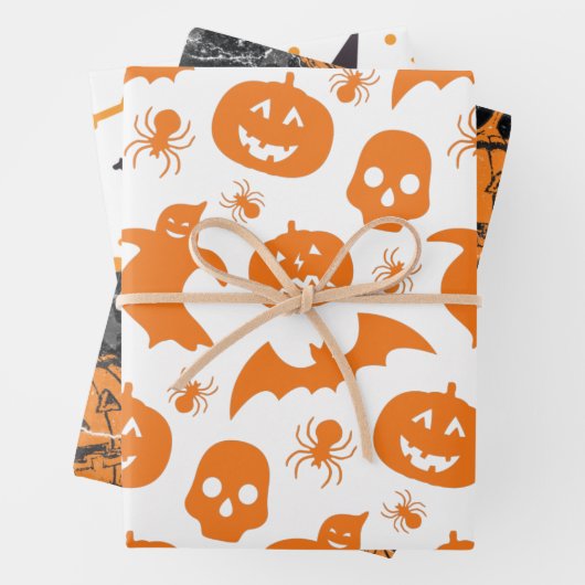 Niedliche Halloween-Pattern Kürbiskröten Geschenkpapier Set (Beispiel)