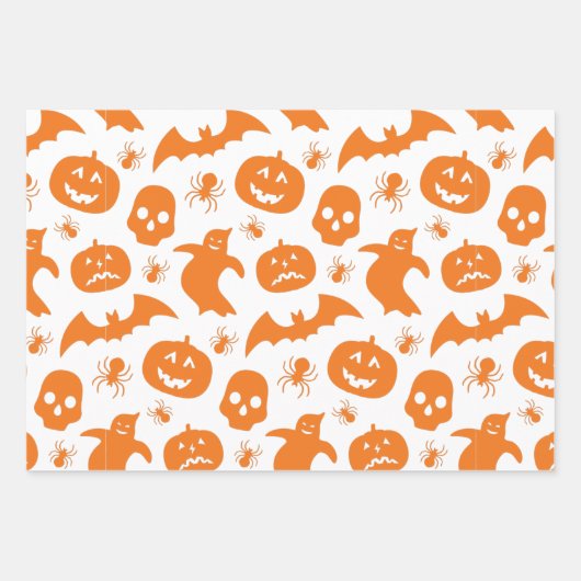Niedliche Halloween-Pattern Kürbiskröten Geschenkpapier Set (Vorderseite)