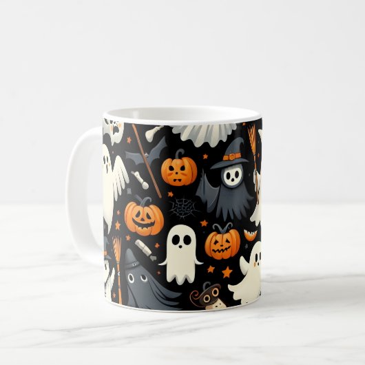 Niedliche Halloween-Pattern-Tasse Kaffeetasse (Vorderseite Links)