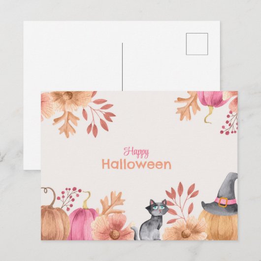 Niedliche Halloween Postkarte (Vorne/Hinten)