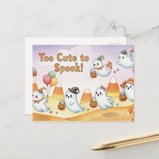 Niedliche Halloween Postkarte (Vorderseite/Rückseite Beispiel)