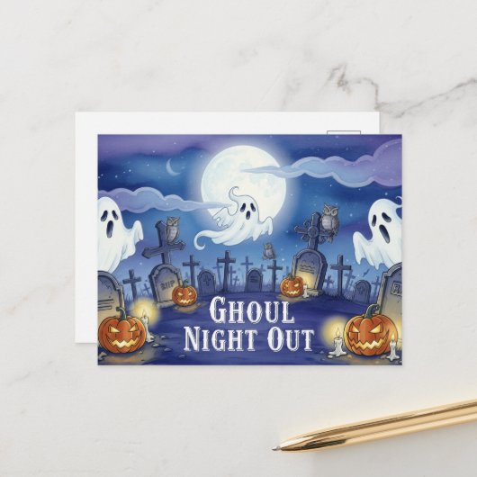 Niedliche Halloween Postkarte (Vorderseite/Rückseite Beispiel)