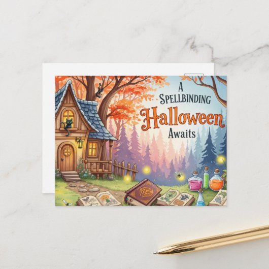 Niedliche Halloween Postkarte (Vorderseite/Rückseite Beispiel)