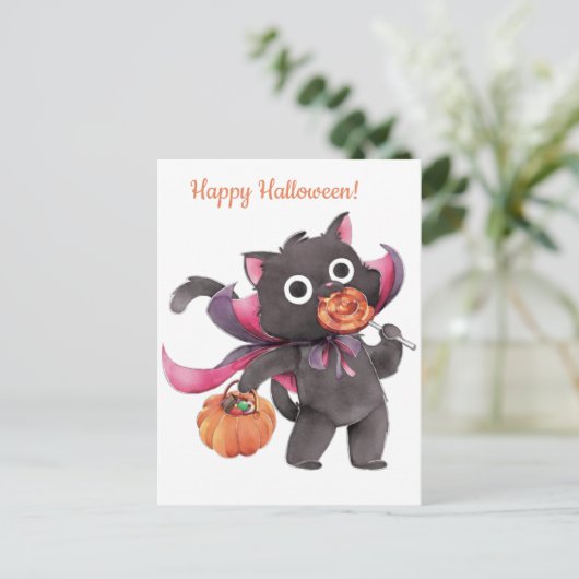 Niedliche Halloween-Postkarte Postkarte (Stehend Vorderseite)