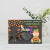Niedliche Halloween Pumpkin Baby Dusche Neutral Einladung (Stehend Vorderseite)