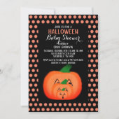 Niedliche Halloween Pumpkin Black Orange Babydusch Einladung (Vorderseite)
