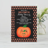 Niedliche Halloween Pumpkin Black Orange Babydusch Einladung (Stehend Vorderseite)