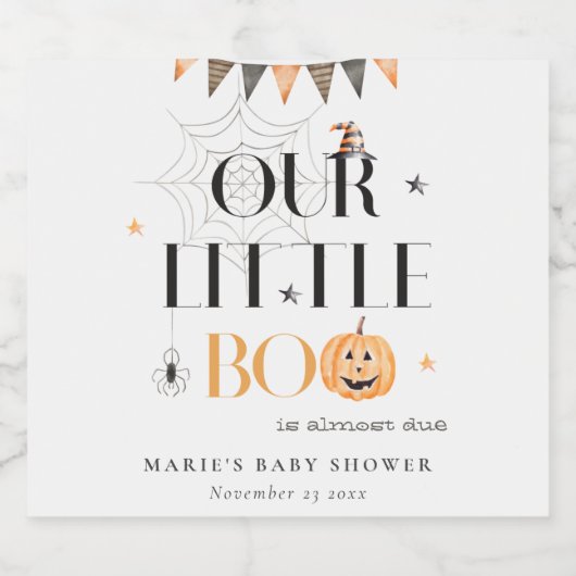 Niedliche Halloween Pumpkin Little Boo Baby Dusche Bierflaschenetikett (Einzelnes Label)