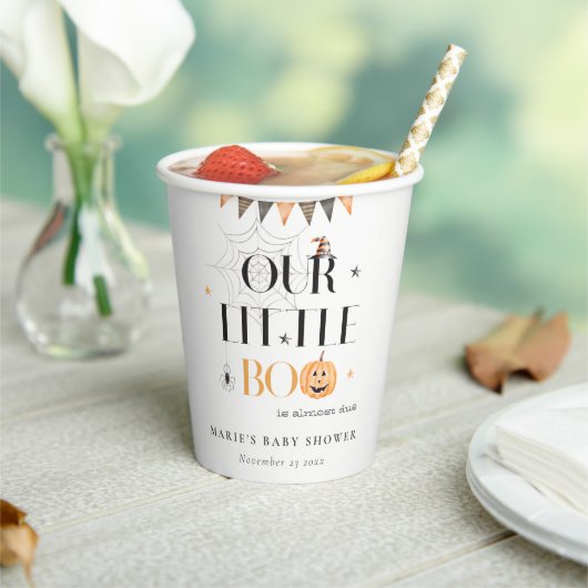 Niedliche Halloween Pumpkin Little Boo Baby Dusche Pappbecher (In Situ)