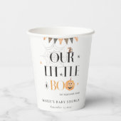 Niedliche Halloween Pumpkin Little Boo Baby Dusche Pappbecher (Rückseite)