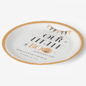 Niedliche Halloween Pumpkin Little Boo Baby Dusche Pappteller (Schrägansicht)