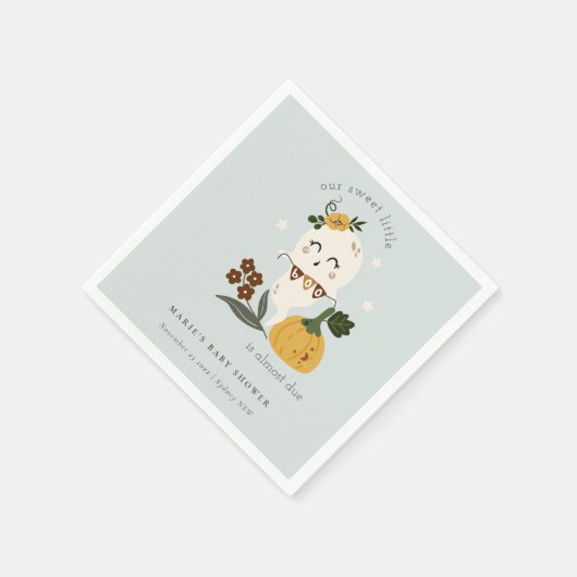 Niedliche Halloween Pumpkin Little Boo Baby Dusche Serviette (Ecke)