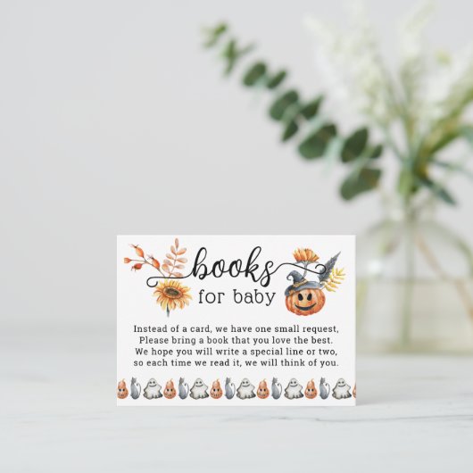 Niedliche Halloween Pumpkin Little Boo Books for B Begleitkarte (Stehend Vorderseite)