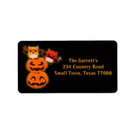 Niedliche Halloween Pumpkin Owls Personalisierte A Adressaufkleber