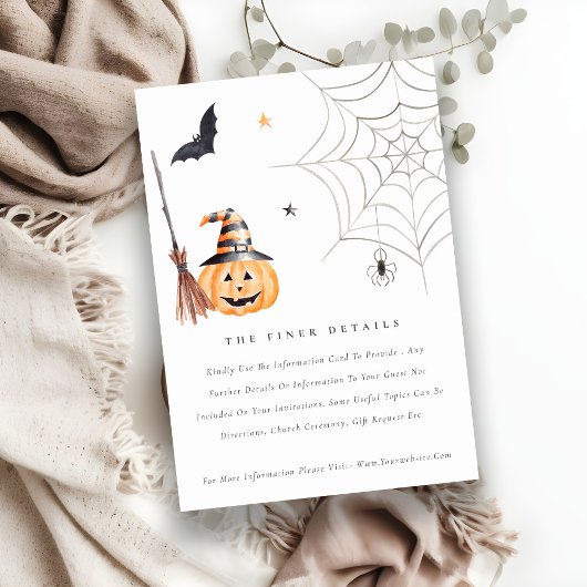 Niedliche Halloween Pumpkin Spiderweb Hochzeitsdet Begleitkarte