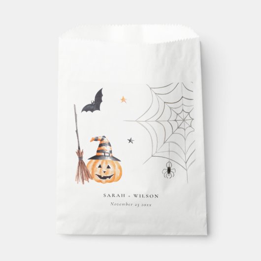 Niedliche Halloween Pumpkin Spiderweb Spooky Weddi Geschenktütchen (Vorderseite)
