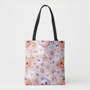 Niedliche Halloween Pumpkins & Ghosts auf rosa Nah Tasche