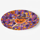 Niedliche Halloween Pumpkins Pappteller (Schrägansicht)