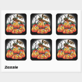 Niedliche Halloween Pumpkins Quadratischer Aufkleber (Blatt)