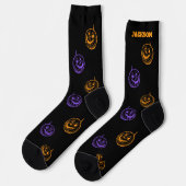 Niedliche Halloween Pumpkins Socken mit Namen (Linkes Detail)