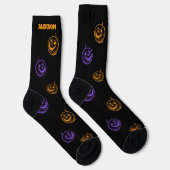 Niedliche Halloween Pumpkins Socken mit Namen (Rechts)