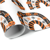Niedliche Halloween Pumpkins Spider Webs Rainbow Geschenkpapier (Rolleneckpunkt)