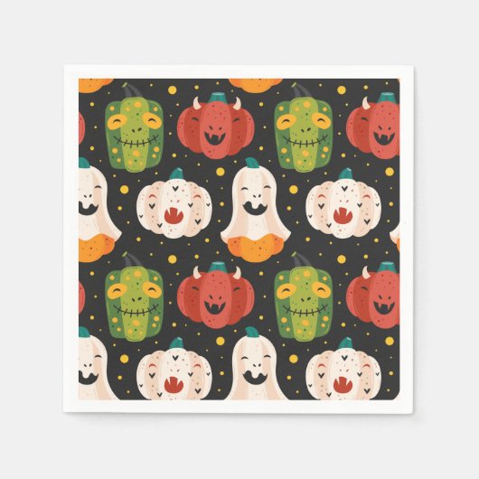 Niedliche Halloween Pumpkins und Gourds Papierplat Serviette (Vorderseite)