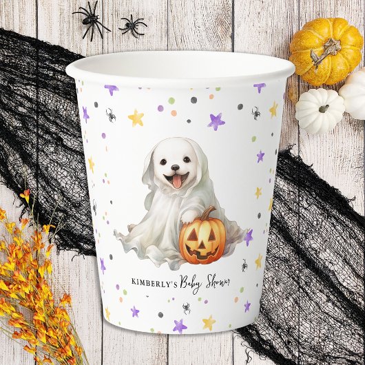 Niedliche Halloween Puppy Little Boo Baby Dusche Pappbecher