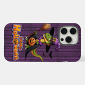 Niedliche Halloween Raptor/Dinosaurier Hexe iPhone Hülle (Rückseite (Horizontal))