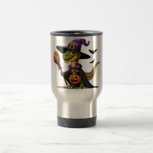 Niedliche Halloween Raptor/Dinosaurier Hexe Reisebecher