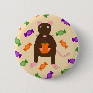 Niedliche Halloween-Rat und Pumpkin Button